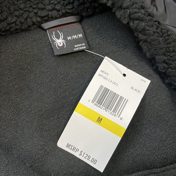 NWT Spyder Sherpa Militant Black Full Zip Teddy Jacket M - Picture 5 of 6